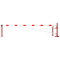 Swing barrier | with bracing tube and | pull rope reinforcement | to be fixed by plugs, hot-dip galvanized and red coated with white reflecting rings | Barrier arm length: 4500 mm | for padlock
